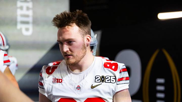 Jan 20, 2025; Atlanta, GA, USA; Ohio State Buckeyes tight end Zak Herbstreit (89) against the Notre Dame Fighting Irish during the CFP National Championship college football game at Mercedes-Benz Stadium. Mandatory Credit: Mark J. Rebilas-Imagn Images Jan 20, 2025; Atlanta, GA, USA; Ohio State Buckeyes tight end Zak Herbstreit (89) against the Notre Dame Fighting Irish during the CFP National Championship college football game at Mercedes-Benz Stadium. Mandatory Credit: Mark J. Rebilas-Imagn Images