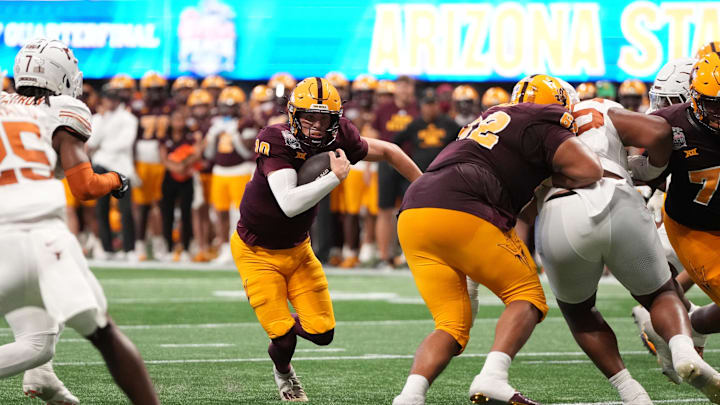 Arizona State Sun Devils quarterback Sam Leavitt. Mandatory Credit: Dale Zanine-Imagn Images