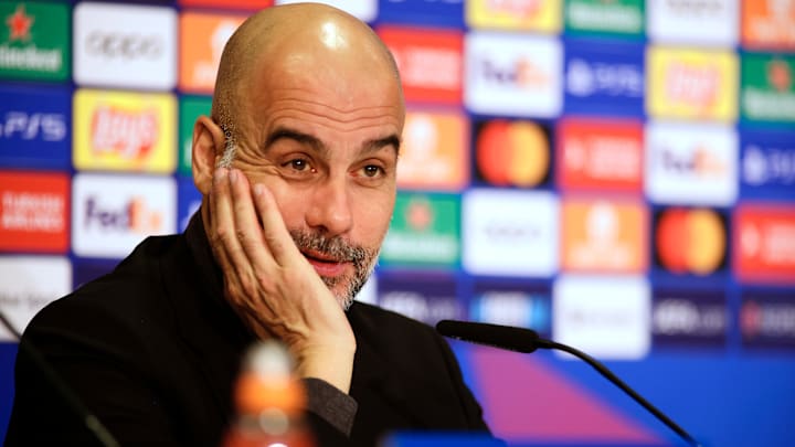 Pep Guardiola en conférence de presse.