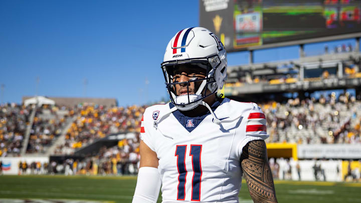 Nov 25, 2023; Tempe, Arizona, USA; Arizona Wildcats quarterback Noah Fifita (11) against the Arizona State Sun Devils in the Territorial Cup at Mountain America Stadium. Mandatory Credit: Mark J. Rebilas-USA TODAY Sports