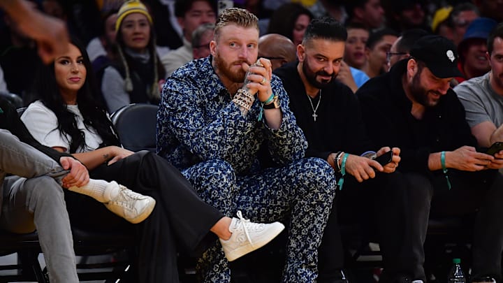 Jan 11, 2024; Los Angeles, California, USA; Las Vegas Raiders player Maxx Crosby attends the game Jan 11, 2024; Los Angeles, California, USA; Las Vegas Raiders player Maxx Crosby attends the game