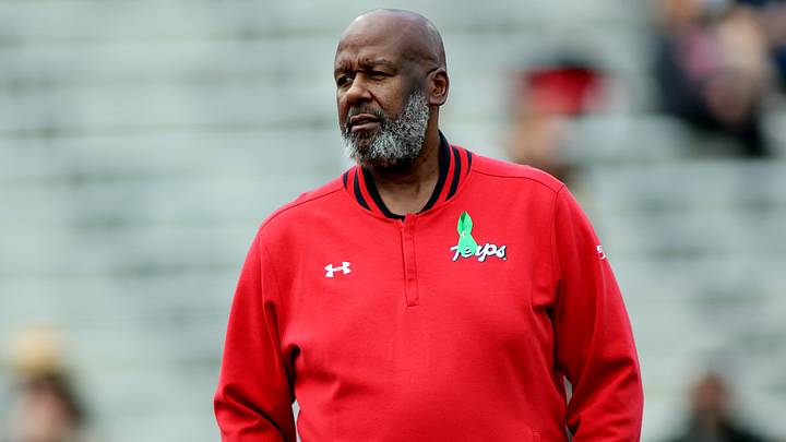 Maryland Terrapins head coach Mike Locksley pictured before a game against the Villanova Wildcats at SECU Stadium. Maryland Terrapins head coach Mike Locksley pictured before a game against the Villanova Wildcats at SECU Stadium.