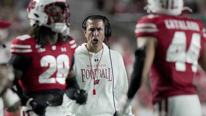 Wisconsin head coach Luke Fickell its shown during the third quarter of their game against Western Illinois Saturday, Sept. 12, 2026 at Camp Randall Stadium in Madison, Wisconsin.