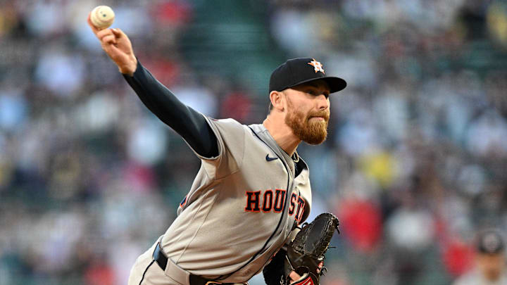 Houston Astros pitcher Mike Burrows (50) pitches against the Boston Red Sox. 