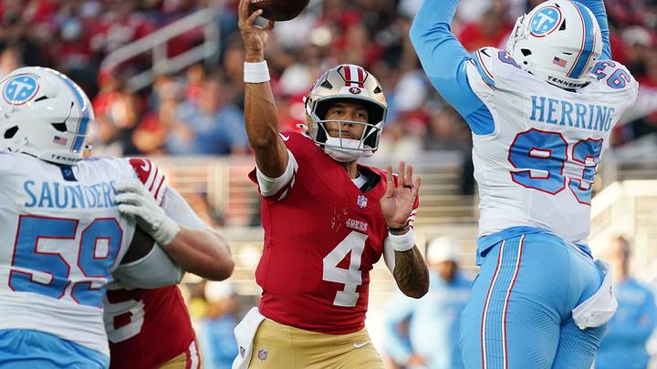 San Francisco 49ers quarterback Adrian Martinez (4)