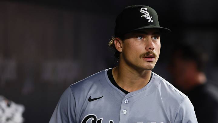 Jul 5, 2024; Miami, Florida, USA; Chicago White Sox starting pitcher Drew Thorpe (33) looks on from inside the dugout against the Miami Marlins during the fourth inning at loanDepot Park. Mandatory Credit: Sam Navarro-USA TODAY Sports Jul 5, 2024; Miami, Florida, USA; Chicago White Sox starting pitcher Drew Thorpe (33) looks on from inside the dugout against the Miami Marlins during the fourth inning at loanDepot Park. Mandatory Credit: Sam Navarro-USA TODAY Sports