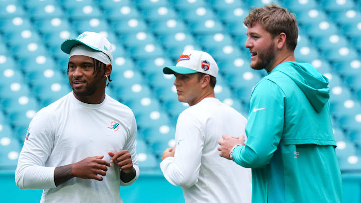 Tua Tagovailoa, Zach Wilson, Quinn Ewers, Jacksonville Jaguars v Miami Dolphins - NFL Preseason 2025 Tua Tagovailoa, Zach Wilson, Quinn Ewers, Jacksonville Jaguars v Miami Dolphins - NFL Preseason 2025