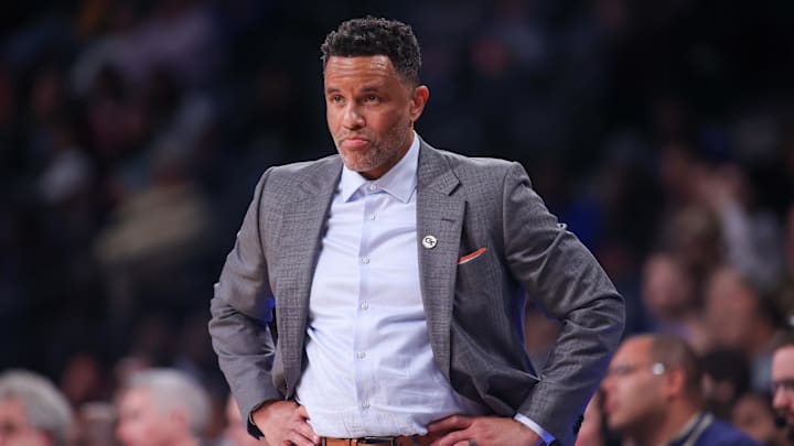 Jan 14, 2026; Atlanta, Georgia, USA; Georgia Tech Yellow Jackets head coach Damon Stoudamire on the sideline against the Pittsburgh Panthers in the second half at McCamish Pavilion. Mandatory Credit: Brett Davis-Imagn Images