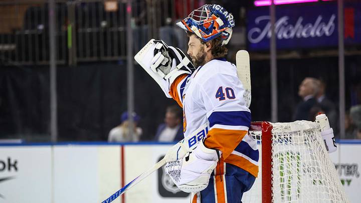 Sep 22, 2026; New York, New York, USA; New York Islanders goaltender Semyon Varlamov (40) during the game against the New York Rangers at Madison Square Garden. Mandatory Credit: Wendell Cruz-Imagn Images Sep 22, 2026; New York, New York, USA; New York Islanders goaltender Semyon Varlamov (40) during the game against the New York Rangers at Madison Square Garden. Mandatory Credit: Wendell Cruz-Imagn Images