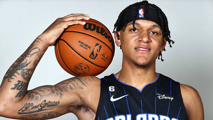 Sep 26, 2022; Orlando, FL, USA; Orlando Magic forward Paolo Banchero (5) poses for a photo during Media Day at AdventHealth Training Center. Mandatory Credit: Kim Klement-USA TODAY Sports Sep 26, 2022; Orlando, FL, USA; Orlando Magic forward Paolo Banchero (5) poses for a photo during Media Day at AdventHealth Training Center. Mandatory Credit: Kim Klement-USA TODAY Sports