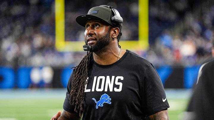 Detroit Lions defensive coordinator Kelvin Sheppard watches a replay Detroit Lions defensive coordinator Kelvin Sheppard watches a replay