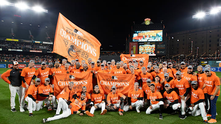 Boston Red Sox v Baltimore Orioles: The Baltimore Orioles pose after winning the AL East title