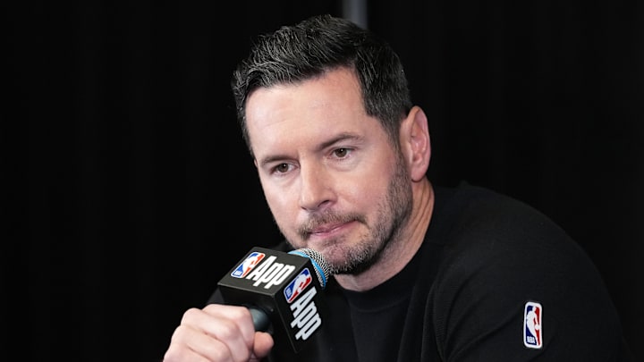 Los Angeles Lakers Head Coach JJ Redick at press conference.