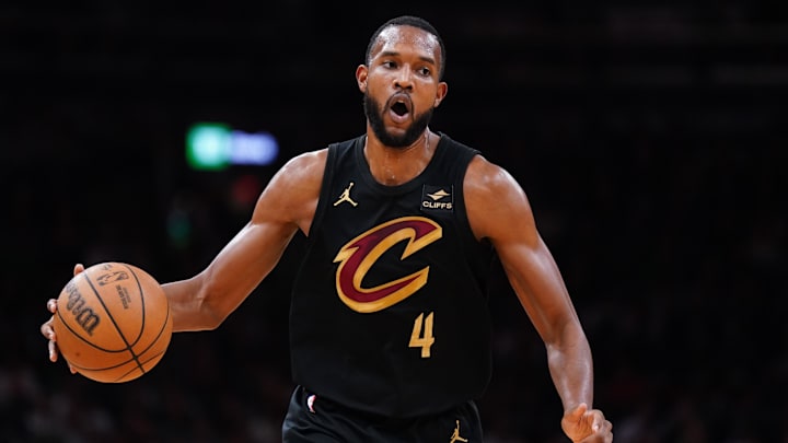 May 9, 2024; Boston, Massachusetts, USA; Cleveland Cavaliers forward Evan Mobley (4) returns the ball against the Boston Celtics in the first quarter during game two of the second round for the 2024 NBA playoffs at TD Garden. Mandatory Credit: David Butler II-Imagn Images May 9, 2024; Boston, Massachusetts, USA; Cleveland Cavaliers forward Evan Mobley (4) returns the ball against the Boston Celtics in the first quarter during game two of the second round for the 2024 NBA playoffs at TD Garden. Mandatory Credit: David Butler II-Imagn Images