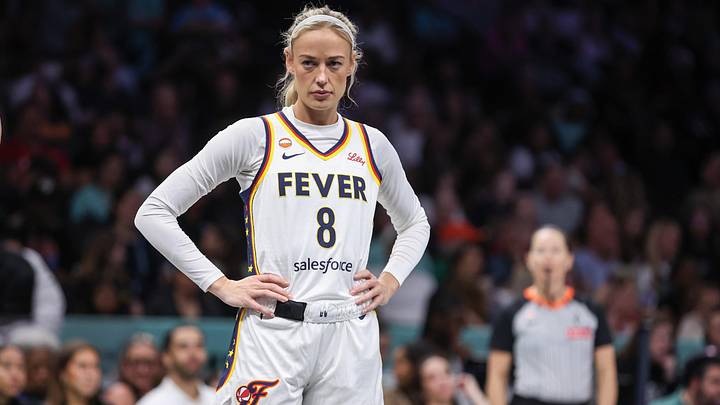 Jun 6, 2026; Brooklyn, New York, USA; Indiana Fever guard Sophie Cunningham (8) at Barclays Center. Mandatory Credit: Wendell Cruz-Imagn Images Jun 6, 2026; Brooklyn, New York, USA; Indiana Fever guard Sophie Cunningham (8) at Barclays Center. Mandatory Credit: Wendell Cruz-Imagn Images