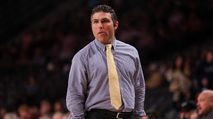 Former Georgia Tech Yellow Jackets head coach Josh Pastner on the sideline against the Virginia Tech Hokies in the first half at McCamish Pavilion. Former Georgia Tech Yellow Jackets head coach Josh Pastner on the sideline against the Virginia Tech Hokies in the first half at McCamish Pavilion.