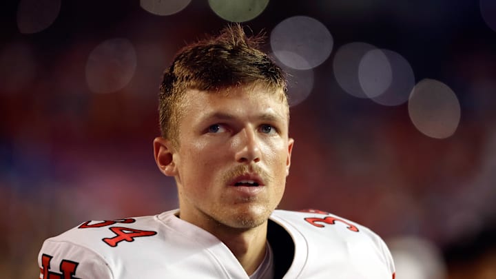 Sep 3, 2022; Gainesville, Florida, USA; Utah Utes punter Jack Bouwmeester (34) during the second half at Steve Spurrier-Florida Field. Mandatory Credit: Kim Klement-Imagn Images