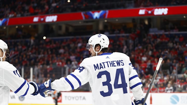 Mar 20, 2024; Washington, District of Columbia, USA; Toronto Maple Leafs center Auston Matthews (34)