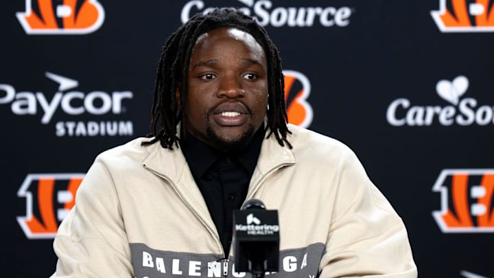 Bengals defensive end Boye Mafe speaks to the media during a press conference at Paycor Stadium in Cincinnati on Thursday, March 12, 2026. Bengals defensive end Boye Mafe speaks to the media during a press conference at Paycor Stadium in Cincinnati on Thursday, March 12, 2026.