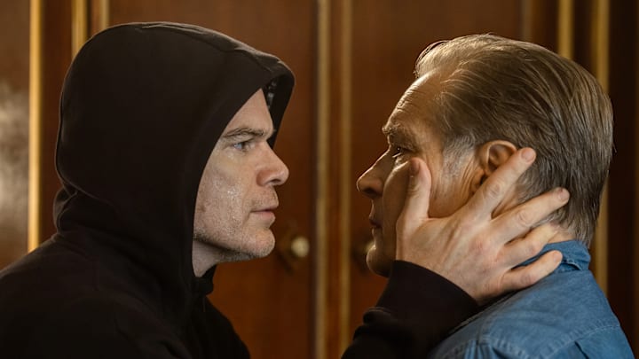 L-R: Michael C. Hall as Dexter Morgan and James Remar as Harry Morgan in Dexter: Resurrection, episode 7, season 1, streaming on Paramount+ with SHOWTIME, 2025. Photo Credit: Zach Dilgard/Paramount+ with SHOWTIME.