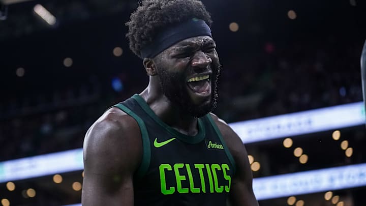 Mar 6, 2025; Boston, Massachusetts, USA; Boston Celtics center Neemias Queta (88) reacts after his basket against the Philadelphia 76ers in the second half at TD Garden. Mandatory Credit: David Butler II-Imagn Images Mar 6, 2025; Boston, Massachusetts, USA; Boston Celtics center Neemias Queta (88) reacts after his basket against the Philadelphia 76ers in the second half at TD Garden. Mandatory Credit: David Butler II-Imagn Images