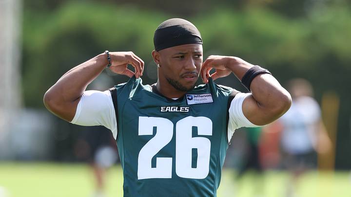 Jul 29, 2026; Philadelphia, PA, USA; Philadelphia Eagles running back Saquon Barkley (26) during training camp at Jefferson Health Training Complex. Mandatory Credit: Bill Streicher-Imagn Images Jul 29, 2026; Philadelphia, PA, USA; Philadelphia Eagles running back Saquon Barkley (26) during training camp at Jefferson Health Training Complex. Mandatory Credit: Bill Streicher-Imagn Images