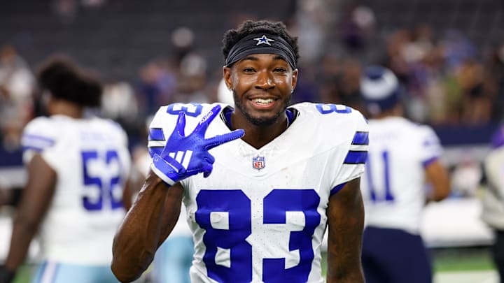 Aug 16, 2025; Arlington, Texas, USA;  Dallas Cowboys wide receiver Jalen Brooks (83) after the game against the Baltimore Ravens at AT&T Stadium. Mandatory Credit: Kevin Jairaj-Imagn Images Aug 16, 2025; Arlington, Texas, USA;  Dallas Cowboys wide receiver Jalen Brooks (83) after the game against the Baltimore Ravens at AT&T Stadium. Mandatory Credit: Kevin Jairaj-Imagn Images