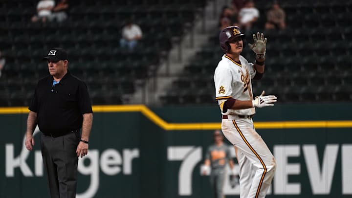 Feb 28, 2026; Arlington, TX, USA; Tennessee Volunteers against Arizona State Sun Devils during the Amegy Bank College Baseball Series at Globe Life Field. Mandatory Credit: Dustin Safranek-Imagn Images Feb 28, 2026; Arlington, TX, USA; Tennessee Volunteers against Arizona State Sun Devils during the Amegy Bank College Baseball Series at Globe Life Field. Mandatory Credit: Dustin Safranek-Imagn Images
