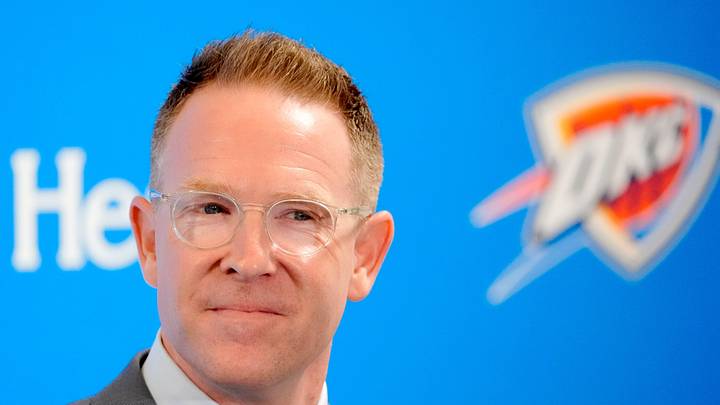 Thunder general manager Sam Presti speaks during an introductory press conference for the 2024 Thunder draft picks at Oklahoma Contemporary Arts Center in Oklahoma City on Saturday, June, 29, 2024.