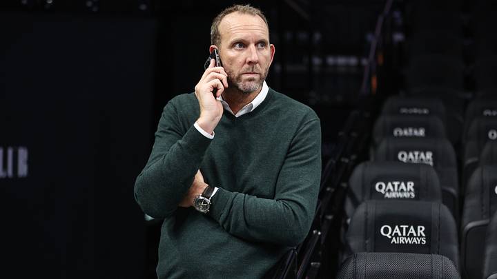 Oct 29, 2025; Brooklyn, New York, USA; Brooklyn Nets General Manager Sean Marks looks on during warmups prior to the game against the Atlanta Hawks at Barclays Center. Mandatory Credit: Wendell Cruz-Imagn Images Oct 29, 2025; Brooklyn, New York, USA; Brooklyn Nets General Manager Sean Marks looks on during warmups prior to the game against the Atlanta Hawks at Barclays Center. Mandatory Credit: Wendell Cruz-Imagn Images