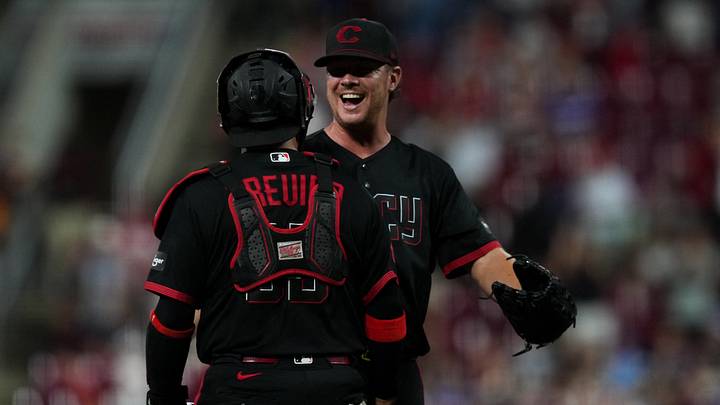 Sep 18, 2026; Cincinnati, Ohio, USA; Cincinnati Reds catcher Jose Trevino (35) and pitcher Emilio Pagán (15) celebrate defeating the Chicago Cubs at Great American Ball Park. Mandatory Credit: Aaron Doster-Imagn Images Sep 18, 2026; Cincinnati, Ohio, USA; Cincinnati Reds catcher Jose Trevino (35) and pitcher Emilio Pagán (15) celebrate defeating the Chicago Cubs at Great American Ball Park. Mandatory Credit: Aaron Doster-Imagn Images