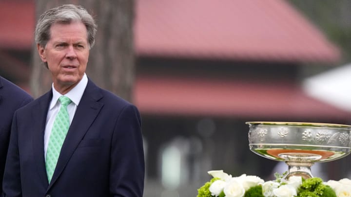 Masters chairman Fred Ridley, pictured during the Augusta National Women's Amateur, called for reunification Wednesday during his annual press conference.