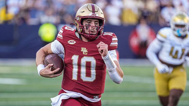 Oct 24, 2026; Atlanta, Georgia, USA; Boston College Eagles quarterback Mason McKenzie (10) runs against the Georgia Tech Yellow Jackets at Bobby Dodd Stadium at Hyundai Field. Mandatory Credit: Dale Zanine-Imagn Images Oct 24, 2026; Atlanta, Georgia, USA; Boston College Eagles quarterback Mason McKenzie (10) runs against the Georgia Tech Yellow Jackets at Bobby Dodd Stadium at Hyundai Field. Mandatory Credit: Dale Zanine-Imagn Images