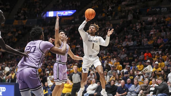 Jan 9, 2024; Morgantown, West Virginia, USA; West Virginia Mountaineers guard Noah Farrakhan (1)