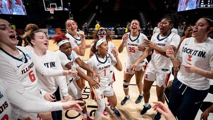 Illinois guard Aaliyah Guyton (1) celebrates defeating Colorado with her team in the first round of the NCAA college basketball tournament at Memorial Gym in Nashville, Tenn., Saturday, March 21, 2026. Illinois guard Aaliyah Guyton (1) celebrates defeating Colorado with her team in the first round of the NCAA college basketball tournament at Memorial Gym in Nashville, Tenn., Saturday, March 21, 2026.