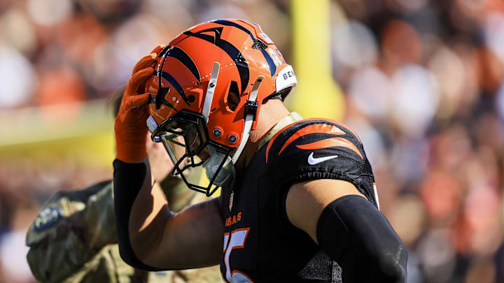 Nov 3, 2024; Cincinnati, Ohio, USA; Cincinnati Bengals linebacker Logan Wilson (55) runs onto the field before the game against the Las Vegas Raiders at Paycor Stadium. Mandatory Credit: Katie Stratman-Imagn Images Nov 3, 2024; Cincinnati, Ohio, USA; Cincinnati Bengals linebacker Logan Wilson (55) runs onto the field before the game against the Las Vegas Raiders at Paycor Stadium. Mandatory Credit: Katie Stratman-Imagn Images