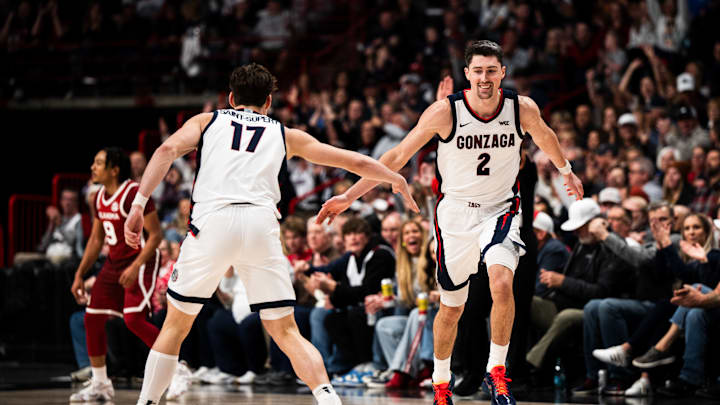 Gonzaga Bulldogs Mario Saint-Supery (17) and Steele Venters (2). Gonzaga Bulldogs Mario Saint-Supery (17) and Steele Venters (2).