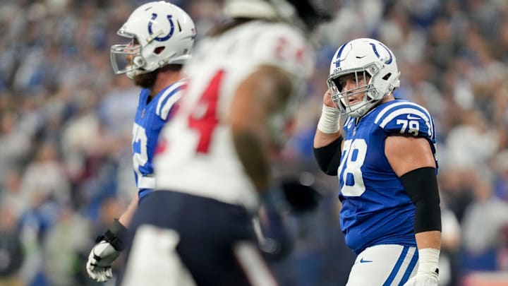 Indianapolis Colts center Ryan Kelly (78) walks off the field Saturday, Jan. 6, 2024, during a game against the Houston Texans at Lucas Oil Stadium in Indianapolis.