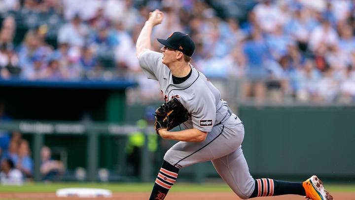 Aug 21, 2026; Kansas City, Missouri, USA; Detroit Tigers pitcher Troy Melton (52) pitches during the first inning against the Kansas City Royals at Kauffman Stadium. Mandatory Credit: William Purnell-Imagn Images Aug 21, 2026; Kansas City, Missouri, USA; Detroit Tigers pitcher Troy Melton (52) pitches during the first inning against the Kansas City Royals at Kauffman Stadium. Mandatory Credit: William Purnell-Imagn Images