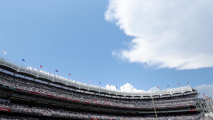 Jun 19, 2025; Bronx, New York, USA; General view of Yankee Stadium during the second inning between the New York Yankees and the Los Angeles Angels. Mandatory Credit: Brad Penner-Imagn Images