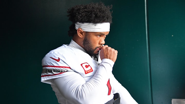 Dec 31, 2023; Philadelphia, Pennsylvania, USA; Arizona Cardinals quarterback Kyler Murray (1) in the tunnel before game against the Philadelphia Eagles at Lincoln Financial Field. Mandatory Credit: Eric Hartline-Imagn Images