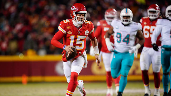Patrick Mahomes will play in his first road playoff game this Sunday night
