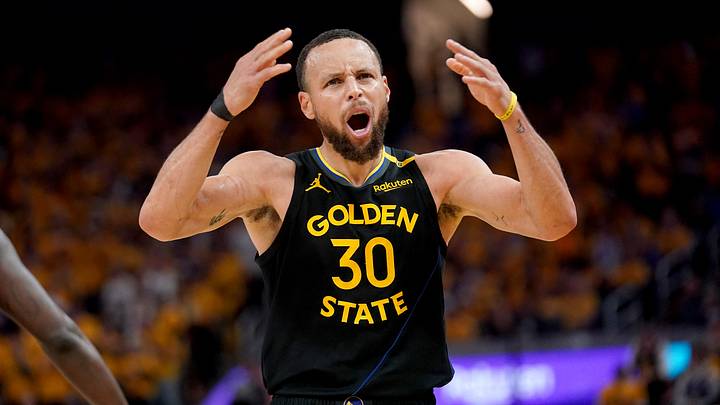 San Francisco, California, USA; Golden State Warriors guard Stephen Curry (30) reacts after being fouled against the Houston Rockets in the third quarter of game six of the first round for the 2025 NBA Playoffs at Chase Center. Mandatory Credit: Cary Edmondson-Imagn Images San Francisco, California, USA; Golden State Warriors guard Stephen Curry (30) reacts after being fouled against the Houston Rockets in the third quarter of game six of the first round for the 2025 NBA Playoffs at Chase Center. Mandatory Credit: Cary Edmondson-Imagn Images