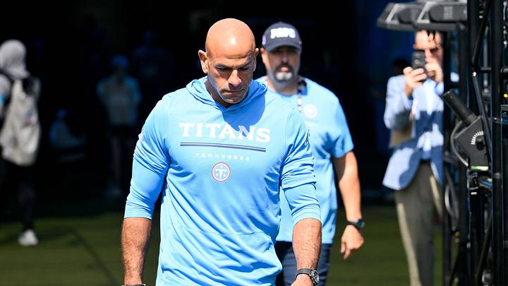 Sep 13, 2026; Nashville, Tennessee, USA; Tennessee Titans head coach Robert Saleh takes the field against the New York Jets during pre-game warmups at Nissan Stadium. Sep 13, 2026; Nashville, Tennessee, USA; Tennessee Titans head coach Robert Saleh takes the field against the New York Jets during pre-game warmups at Nissan Stadium.