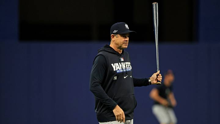 The New York Yankees manager, Aaron Boone, looks on during warmups before the game against the Tampa Bay Rays in game two of the ALDS for the 2026 MLB Playoffs at Tropicana Field. The New York Yankees manager, Aaron Boone, looks on during warmups before the game against the Tampa Bay Rays in game two of the ALDS for the 2026 MLB Playoffs at Tropicana Field.