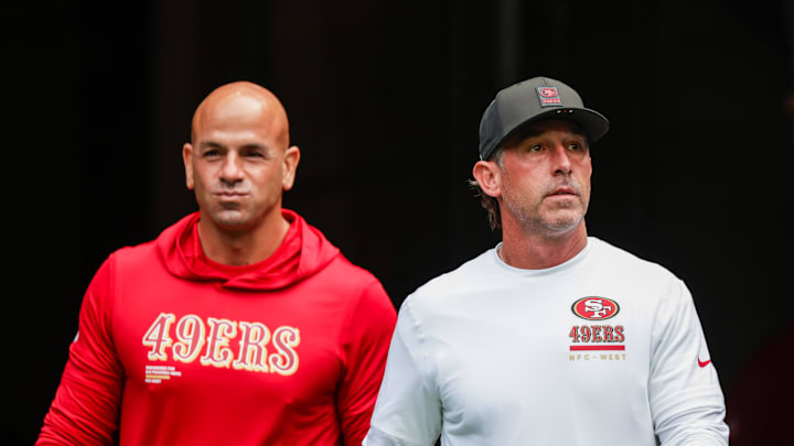 San Francisco 49ers coach Robert Saleh and Kyle Shanahan.
