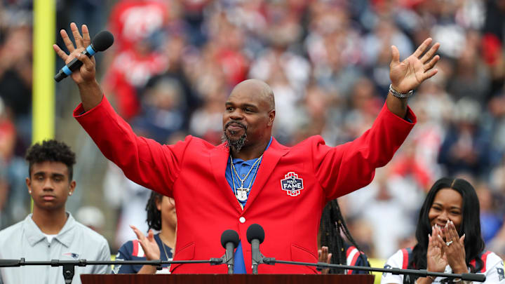 Sep 25, 2022; Foxborough, Massachusetts, USA; New England Patriots Hall of Famer Vince Wilfork