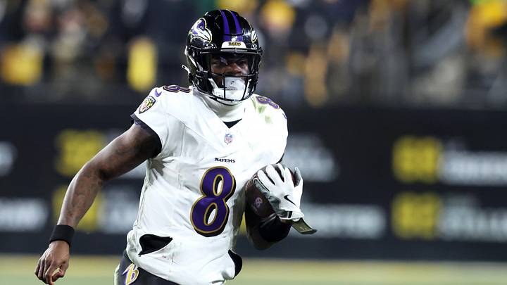 Jan 4, 2026; Pittsburgh, Pennsylvania, USA; Baltimore Ravens quarterback Lamar Jackson (8) rushes the ball against the Pittsburgh Steelers during the first half at Acrisure Stadium. Mandatory Credit: Charles LeClaire-Imagn Images Jan 4, 2026; Pittsburgh, Pennsylvania, USA; Baltimore Ravens quarterback Lamar Jackson (8) rushes the ball against the Pittsburgh Steelers during the first half at Acrisure Stadium. Mandatory Credit: Charles LeClaire-Imagn Images