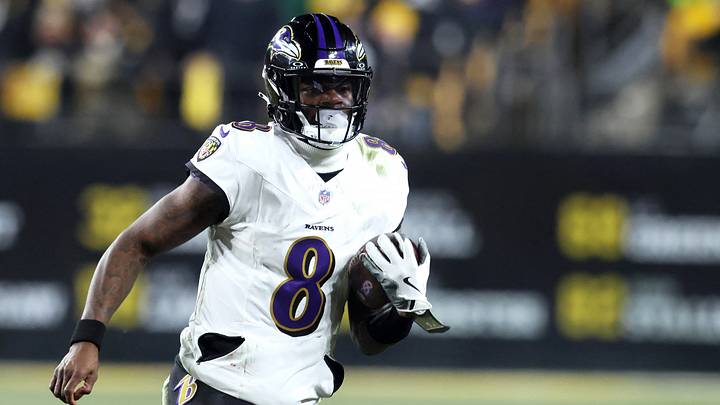 Jan 4, 2026; Pittsburgh, Pennsylvania, USA; Baltimore Ravens quarterback Lamar Jackson (8) rushes the ball against the Pittsburgh Steelers during the first half at Acrisure Stadium. Mandatory Credit: Charles LeClaire-Imagn Images Jan 4, 2026; Pittsburgh, Pennsylvania, USA; Baltimore Ravens quarterback Lamar Jackson (8) rushes the ball against the Pittsburgh Steelers during the first half at Acrisure Stadium. Mandatory Credit: Charles LeClaire-Imagn Images