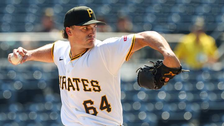 Sep 3, 2026; Pittsburgh, Pennsylvania, USA; Pittsburgh Pirates relief pitcher Khristian Curtis (64) pitches against the San Francisco Giants during the sixth inning at PNC Park. Mandatory Credit: Charles LeClaire-Imagn Images Sep 3, 2026; Pittsburgh, Pennsylvania, USA; Pittsburgh Pirates relief pitcher Khristian Curtis (64) pitches against the San Francisco Giants during the sixth inning at PNC Park. Mandatory Credit: Charles LeClaire-Imagn Images